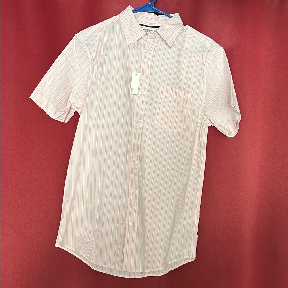 Men's Light Pink Striped Button Down Shirt